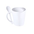 Taza cerámica blanca 350ml con cucharilla