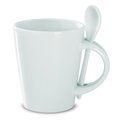Taza cerámica blanca con cuchara de 340 ml indicada para sublimación