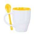 Taza de cerámica con cuchara 350 ml Blanco/Amarillo Talla Única Adulto