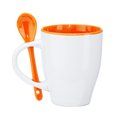 Taza de cerámica con cuchara 350 ml Blanco/Naranja Talla Única Adulto