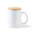 Taza de cerámica mate con tapa 370 ml Blanco Talla Única Adulto