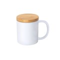 Taza de cerámica con tapa de bambú y acabado mate