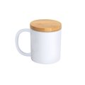 Taza de cerámica con tapa de bambú y acabado mate