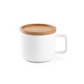 Taza de cerámica con tapa de bambú