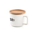 Taza de cerámica con tapa de bambú