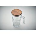 Taza de cristal 450 ml con tapa de acacia