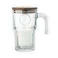 Taza de cristal 450 ml con tapa de acacia