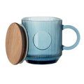 Taza de cristal acanalado con tapa 300ml