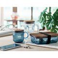 Taza de cristal acanalado con tapa 300ml
