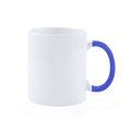 Taza de 370ml con asa de color, personalizable por 1 cara Azul