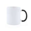 Taza de 370ml con asa de color, personalizable por 1 cara Negro