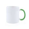 Taza de 370ml con asa de color, personalizable por 1 cara Verde