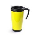 Taza de plástico con tapa de 450 ml. Amarillo