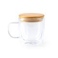 Taza doble pared de cristal con tapa Transparente Talla Única Adulto