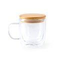 Taza doble pared de cristal con tapa