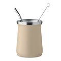 Taza doble pared para yerba mate con bombilla Beig