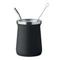 Taza doble pared para yerba mate con bombilla Negro