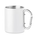 Taza Inox. Doble Pared y Asa Mosquetón Blanco