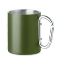 Taza Inox. Doble Pared y Asa Mosquetón VERDE OSCURO