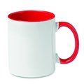 Taza mug bicolor de 300 ml. impresa a todo color en 360º Rojo