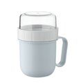 Taza portátil con tapa y doble recipiente Azul Bebé