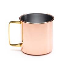 Taza de acero inoxidable cobre y asa dorada 480ml