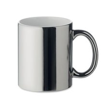 Taza Cerámica 300ml con acabado metálico Plata Brillo