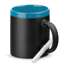 Taza cerámica 360 mL con tiza Azul Claro