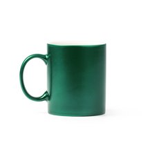 Taza de cerámica marcaje láser dorado Verde Helecho