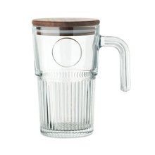 Taza de cristal 450 ml con tapa de acacia Transparente