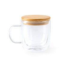 Taza doble pared de cristal con tapa Transparente