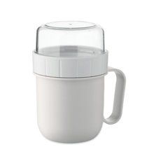 Taza portátil con tapa y doble recipiente Blanco