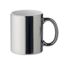Taza Cerámica 300ml con acabado metálico Plata Brillo