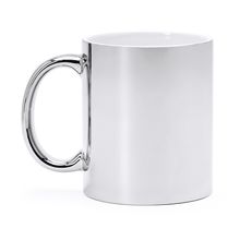 Taza cerámica acabado oro y plata especial láser Plata