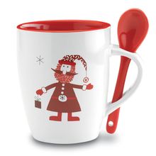 Taza Cerámica Papá Noel 250ml con Cuchara Multicolor