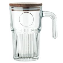 Taza de cristal 450 ml con tapa de acacia Transparente