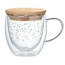 Taza Cristal Doble Pared con Estrellas 220ml Transparente