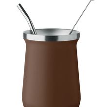 Taza doble pared para yerba mate con bombilla Marrón