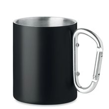Taza Inox. Doble Pared y Asa Mosquetón Negro