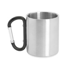 Taza metálica doble pared con mosquetón Negro