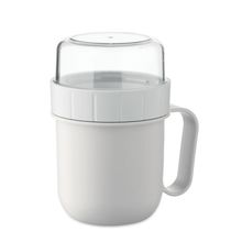 Taza portátil con tapa y doble recipiente Blanco