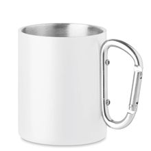 Taza Vintage Inox Doble Pared y asa Mosquetón Blanco