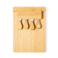 Tabla Quesos Bambú Magnética | Mango utensilio 4 cara A | 15 x 20