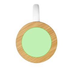 Taza de cerámica con tapa de bambú y acabado mate | Centrado en la tapa | 50 x 50