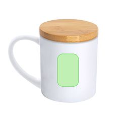 Taza de cerámica con tapa de bambú y acabado mate | Cara B | 38 x 60