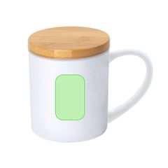 Taza de cerámica con tapa de bambú y acabado mate | Cara A | 38 x 60