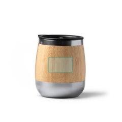 Taza de acero inoxidable y bambú con tapa | ZONA1 | 50 x 25