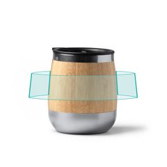 Taza de acero inoxidable y bambú con tapa | ZONA2 | 150 x 25