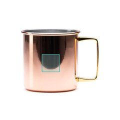 Taza de acero inoxidable cobre y asa dorada 480ml | ZONA1 | 20 x 20