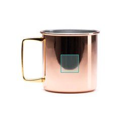 Taza de acero inoxidable cobre y asa dorada 480ml | ZONA2 | 20 x 20